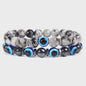 Set van 2 Handgemaakte Natuursteen Armbanden met Hanger Oog van Fatima & Lavasteen/Hematiet