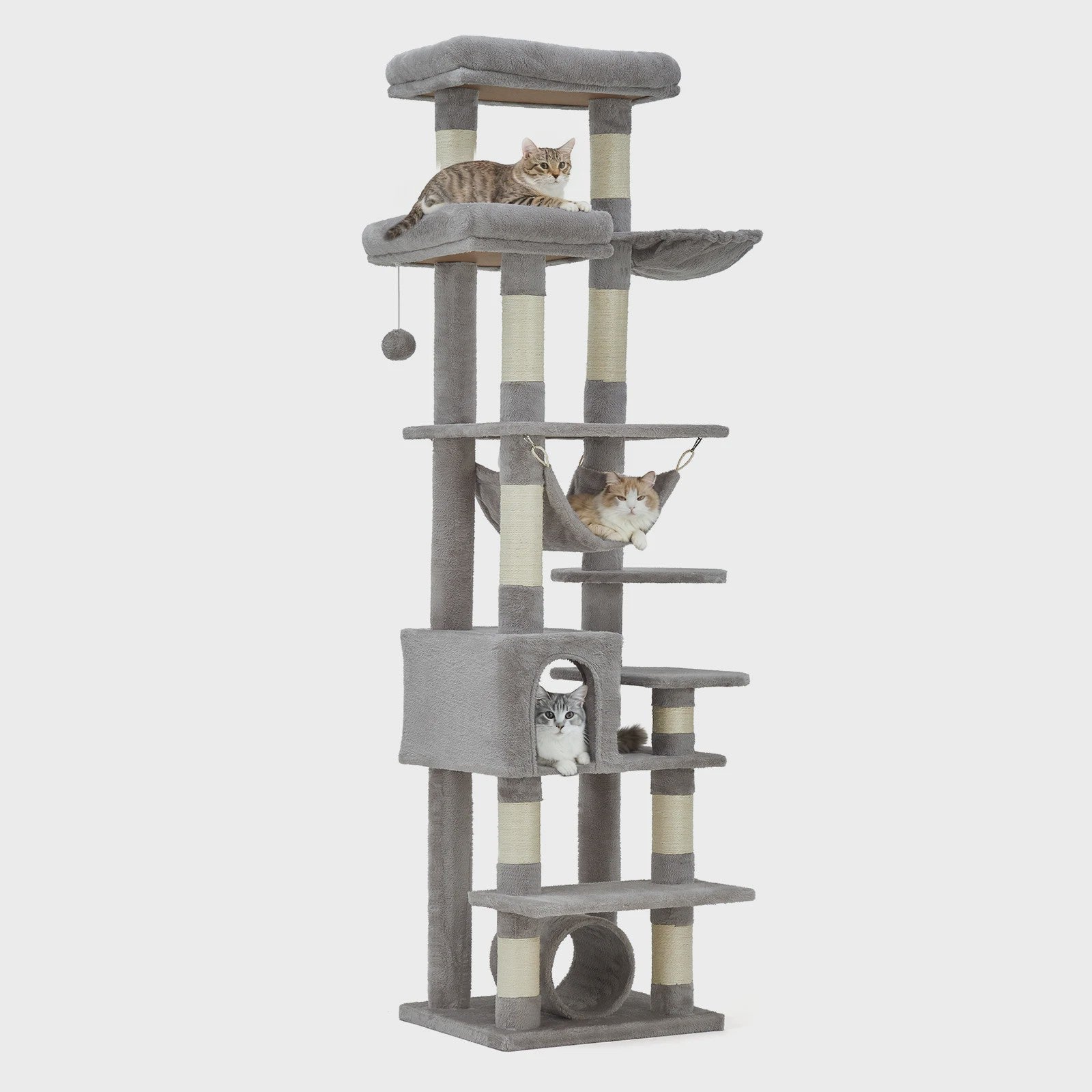 Luxe Multi-Level Kattenboom met Krabpalen, Hangmat en Speeltjes - Ideaal voor Grote Katten