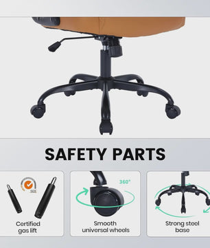 Ergonomische Directiestoel Kunstleer - 159KG Draagvermogen, Lendesteun & Opklapbare Armleuningen
