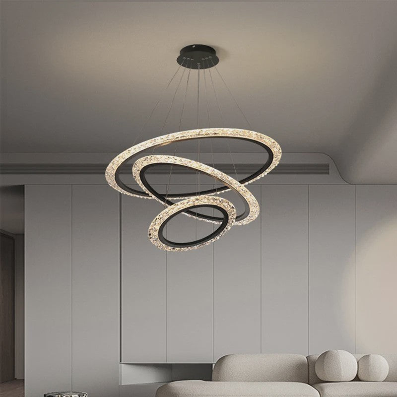 Luxe Gouden LED Ring Hanglamp met Kristaldecoratie - Modern Design Kroonluchter voor Woonkamer & Eetkamer