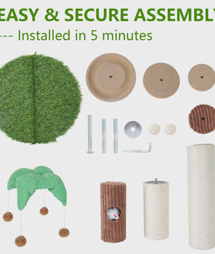Luxe Kattenkrabpaal met Hangende Bal en Speeltoren - Natuurlijk Sisal Touw
