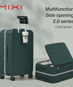 Mixi Aluminium Koffer met USB, Bekerhouder & Telefoonhouder - Handbagage 20/24 Inch