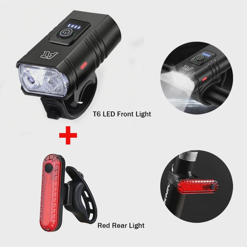 Oplaadbare Fietsverlichting LED Voorlamp Type-C, Waterdicht & 6 Modi
