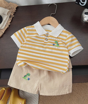 Zomerse Jongens Set: Gestreept Poloshirt & Short - Katoen