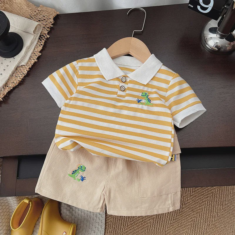 Zomerse Jongens Set: Gestreept Poloshirt & Short - Katoen