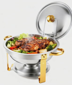 Chafing Dish Buffet Set RVS met Gouden Accent - 2 of 4 Stuks