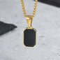 Stijlvolle RVS Hanger met Zwart Emaille - Geometric Dog Tag Ketting voor Mannen