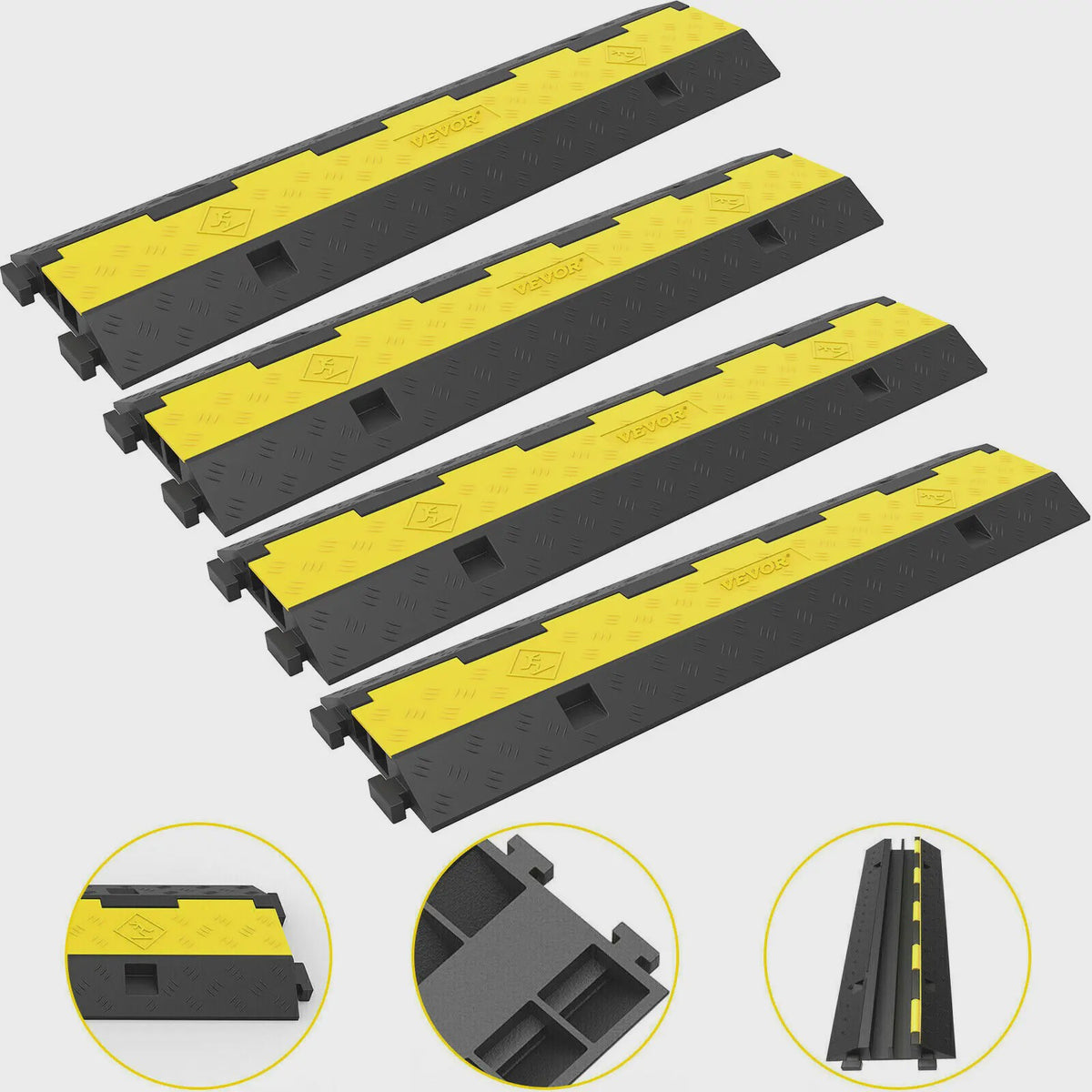 Robuuste Kabelgoot Rubber/PVC - 2 Kanalen - 5000kg Capaciteit - Verkeersdrempel