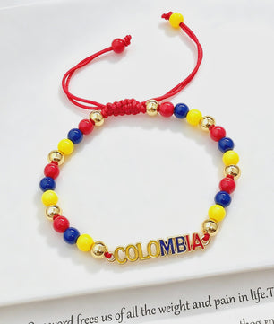 Colombia Vlag Armband - Verstelbaar Patriotisch Sieraden met Rood, Geel en Blauwe Kralen