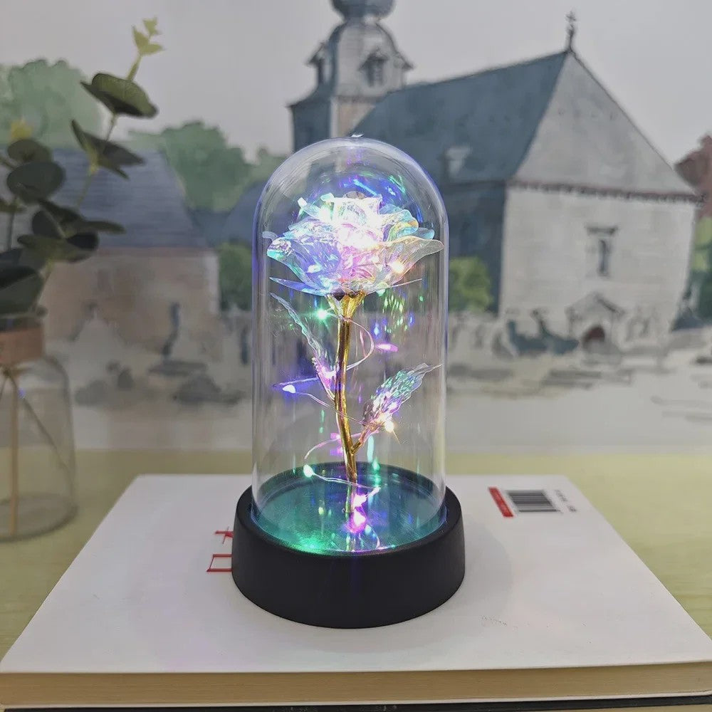 Eeuwige Roos met LED Licht - Magische Folie Bloem voor Valentijn, Kerst & Decoratie