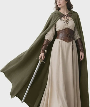 Middeleeuwse Kapmantel van Linnen - Renaissance Cape met Capuchon voor Cosplay & LARP