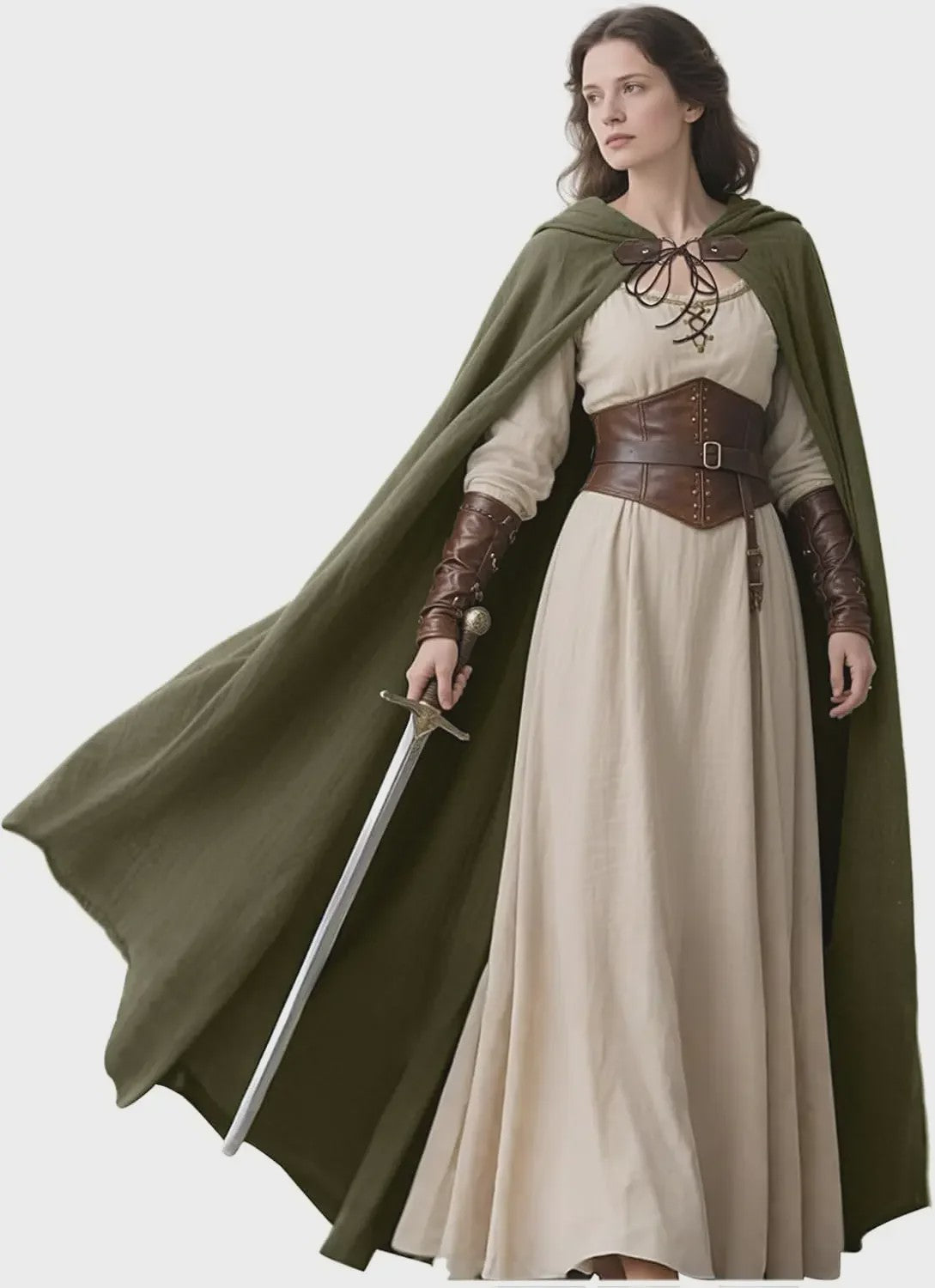 Middeleeuwse Kapmantel van Linnen - Renaissance Cape met Capuchon voor Cosplay & LARP