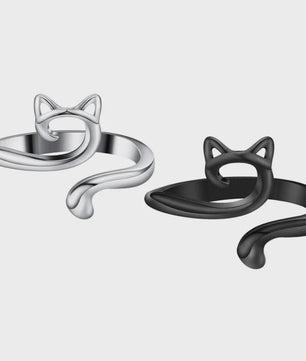 Verstelbare Brei- en Haakgaren Ring met Kattenoor Design (2 stuks)