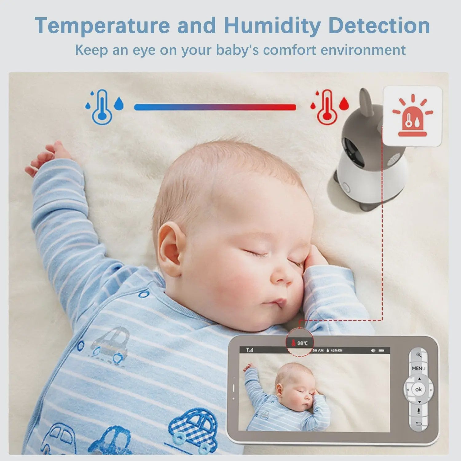 IeGeek 2K WiFi Babyfoon met 5" Split Screen, 360° PTZ Camera, Nachtzicht & App Bediening