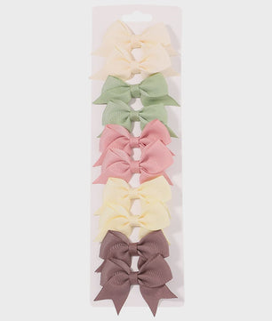 Set van 10 Handgemaakte Strikjes Haarclips voor Baby Meisjes - Lint Strikjes Haaraccessoires