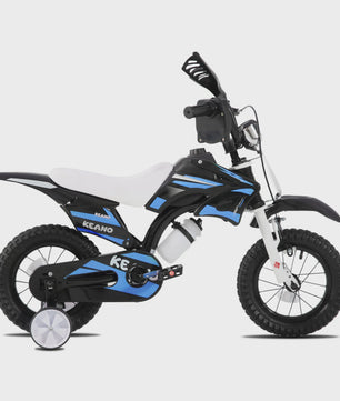 KEANO Kinderloopfiets Motocross Stijl - 12 & 16 Inch - Leeftijd 3-7 Jaar - Met Zijwielen & Nummerplaat