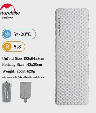 Naturehike Ultralichte Kampeerluchtmatras R-waarde 5.8 - Warm & Compact