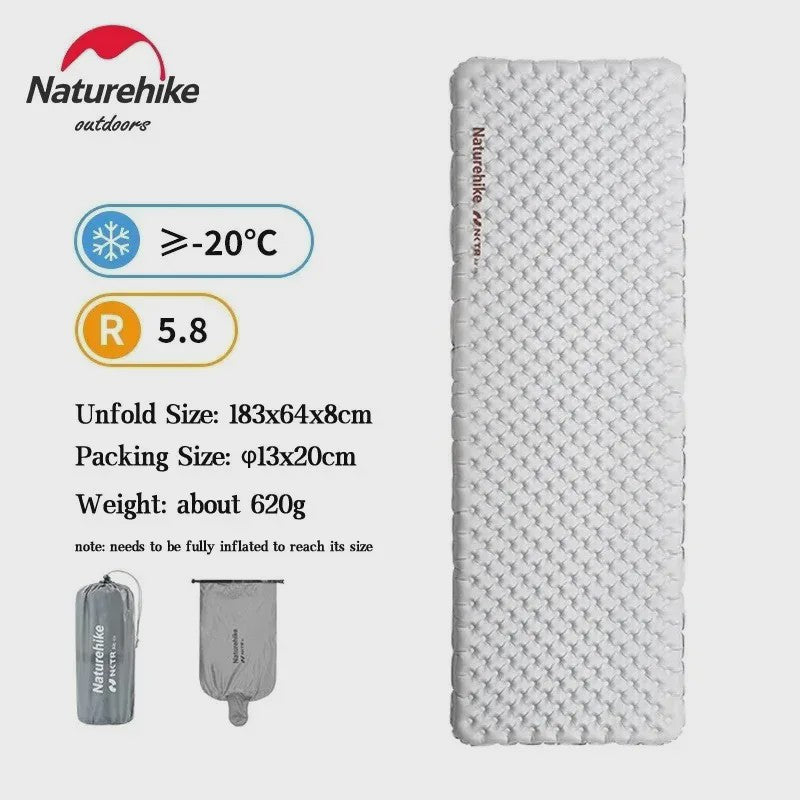 Naturehike Ultralichte Kampeerluchtmatras R-waarde 5.8 - Warm & Compact