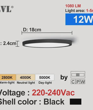 Ronde LED Plafondlamp met Houtnerf - 3 Kleuren Licht