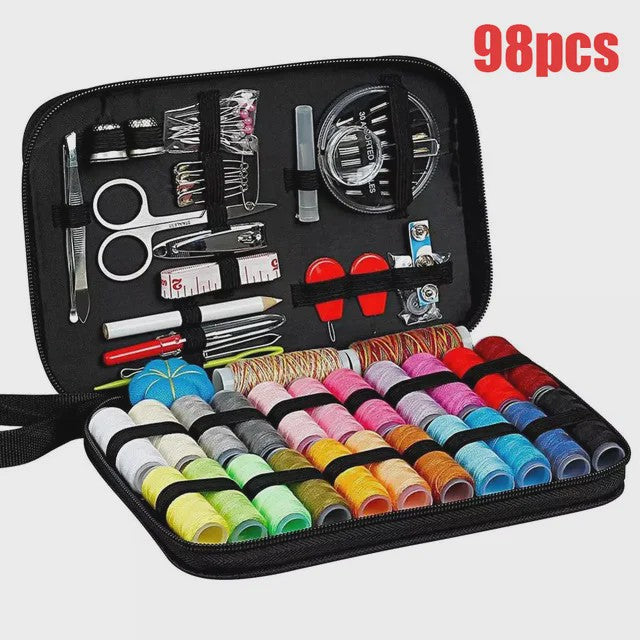 Complete Naaiset Koffer - Multifunctioneel DIY Naaiset met Kleurrijk Garen en Accessoires