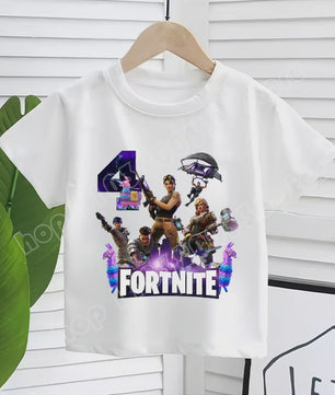 Fortnite Kinder T-shirt met Verjaardagsnummer - Zomer Kleding voor Jongens & Meisjes