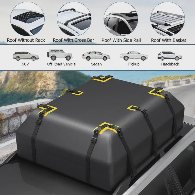 600L Waterdichte Dakkoffer Bagagebox voor Alle Auto's - Zwart