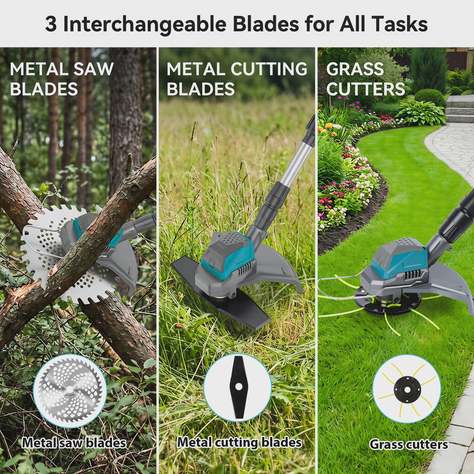 Draadloze Grasmaaier & Trimmer 9-Inch 300W - Telescopisch & Borstelloos