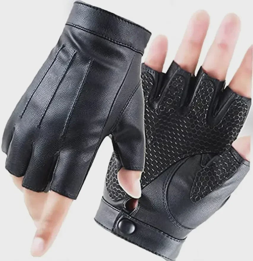 Vingerloze PU Lederen Handschoenen met Anti-slip Laag - Ideaal voor Fietsen, Motorrijden & Outdoor Sport