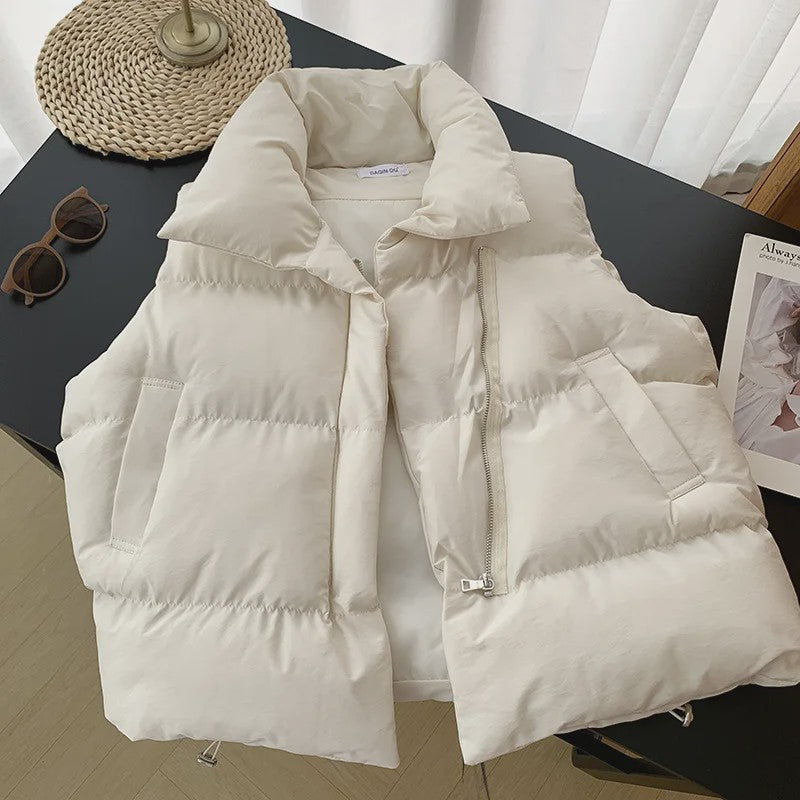 Dames Elegante Winter Gilet met Standkraag - Warm en Stijlvol Casual Buitenkleding