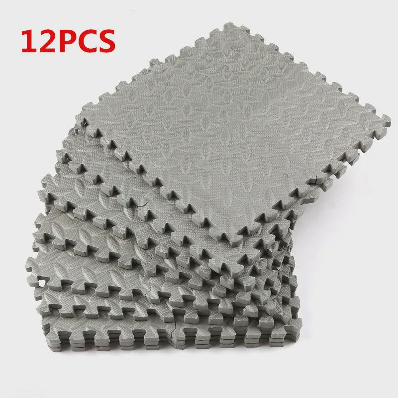 12-delige Puzzel Fitnessmatten Set - Antislip EVA Interlocking Vloertegels voor Thuisgym, Yoga & Sport