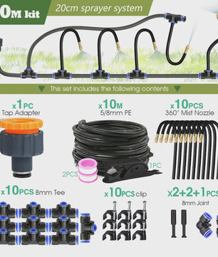 Verstelbare Nevelsproeier Kit met 8mm PE Slang en Zelfaanzuigende Pomp voor Tuin
