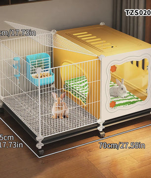 Ruime Kooi voor Konijnen & Cavia's - Multifunctioneel met Schoonmaakbasis & Verstophoek