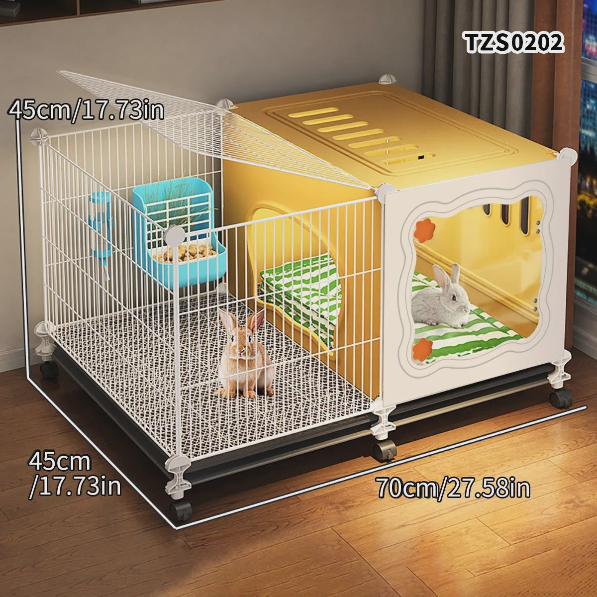 Ruime Kooi voor Konijnen & Cavia's - Multifunctioneel met Schoonmaakbasis & Verstophoek