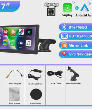 Universele Auto Multimedia Speler met CarPlay, Android Auto, Mirror Link & Nachtzicht