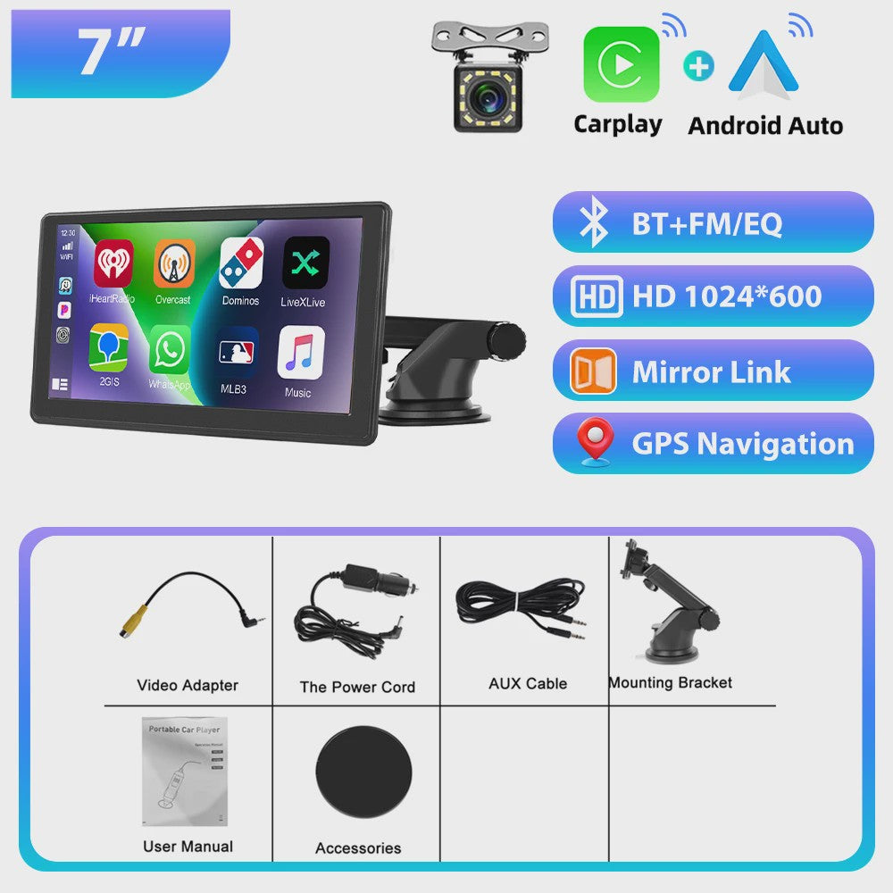 Universele Auto Multimedia Speler met CarPlay, Android Auto, Mirror Link & Nachtzicht