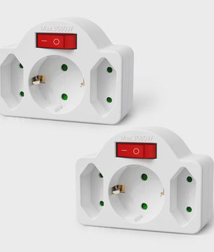Dubbele Stekkerdoos Adapter met Aan/Uit Schakelaar - Compact & Veilig