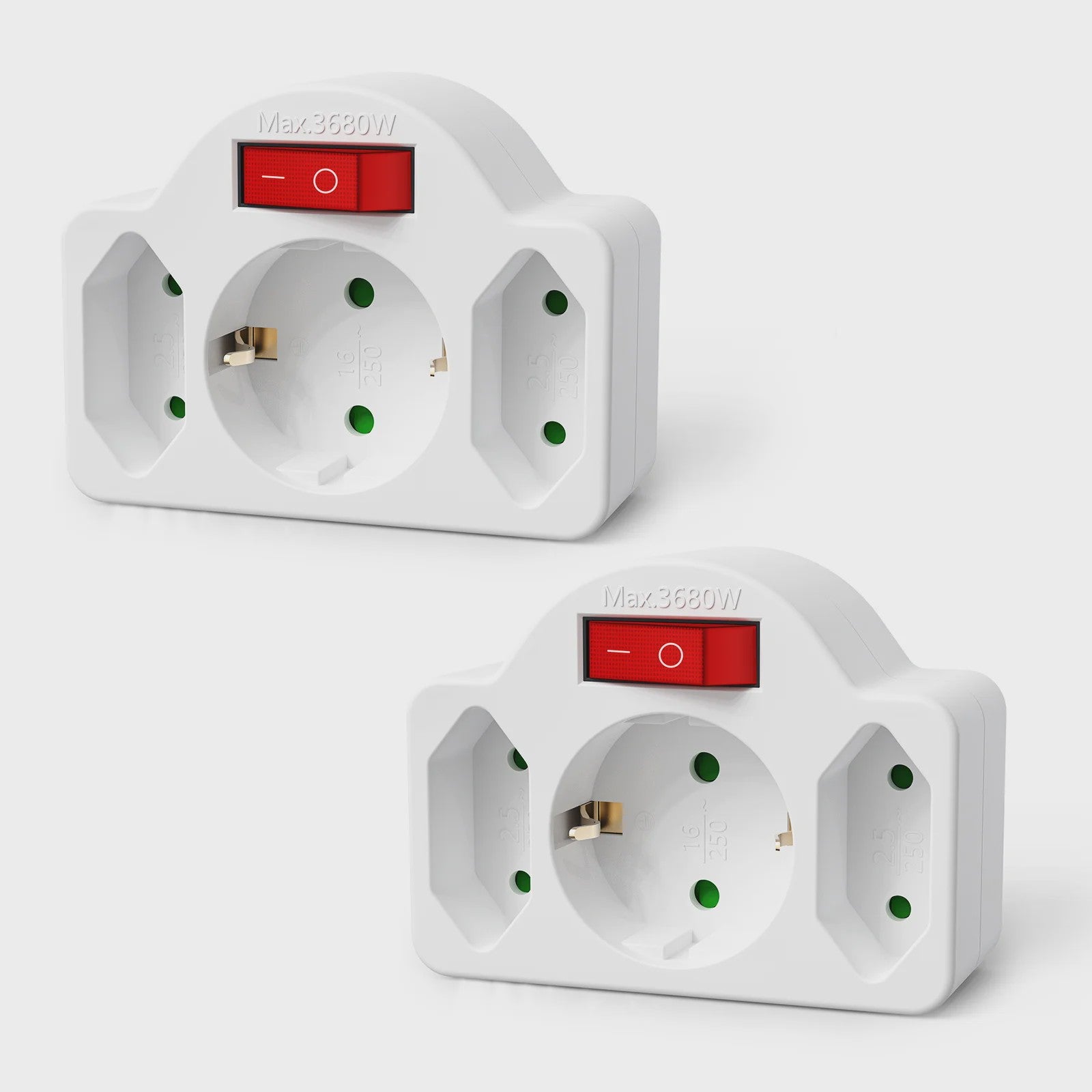 Dubbele Stekkerdoos Adapter met Aan/Uit Schakelaar - Compact & Veilig