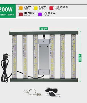 Full Spectrum LED Groeilamp 120W/200W/320W met UV & IR - Onafhankelijke Schakelaars