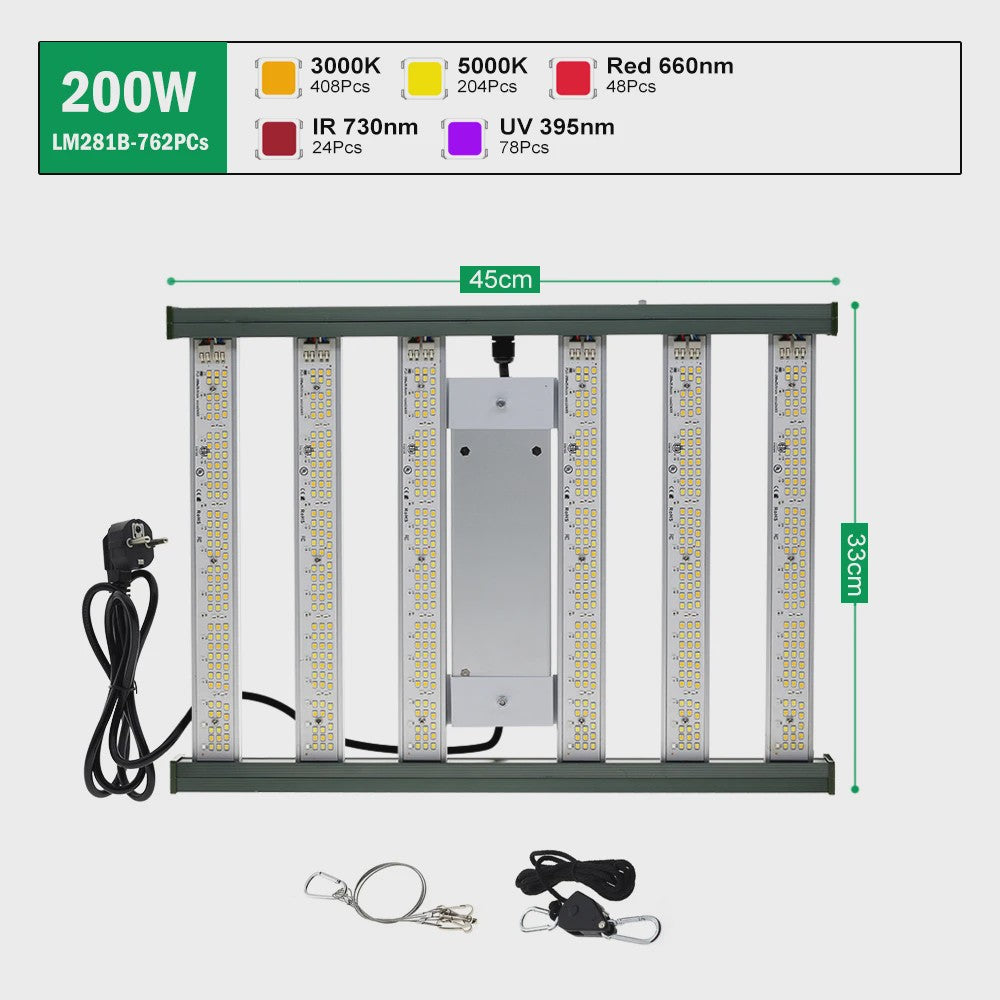 Full Spectrum LED Groeilamp 120W/200W/320W met UV & IR - Onafhankelijke Schakelaars