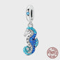 925 Sterling Zilveren Bedel Set: Dolfijn, Zeepaardje & Octopus - Blauw - DIY Armband Sieraden