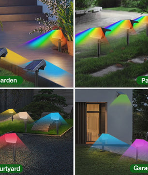 4x RGB LED Solar Tuinspots - Kleurrijk Verlichtingspakket - Waterdicht & 7 Modi