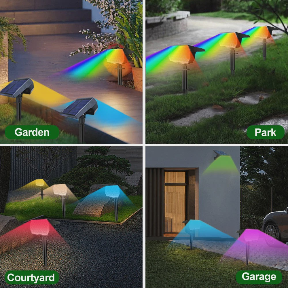 4x RGB LED Solar Tuinspots - Kleurrijk Verlichtingspakket - Waterdicht & 7 Modi