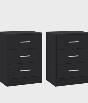 Set van 2 Moderne Nachtkastjes met 3 Lades - Stijlvolle Bijzettafels voor Slaapkamer en Woonkamer