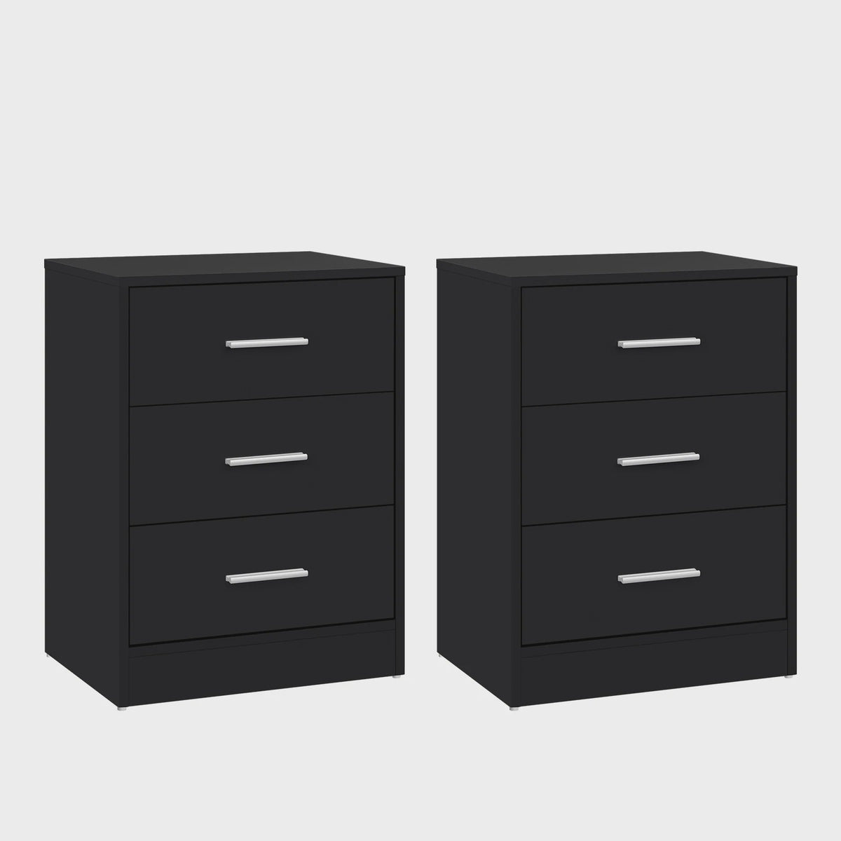 Set van 2 Moderne Nachtkastjes met 3 Lades - Stijlvolle Bijzettafels voor Slaapkamer en Woonkamer