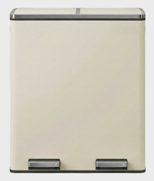 Songmics Dubbele Pedaalemmer 2x30L - Metalen Afvalbak met 2 Compartimenten