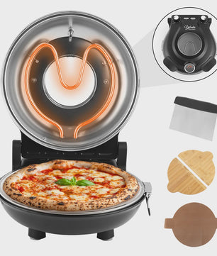 Elektrische Pizzaoven 12 Inch - 1200W met Keramische Steen & Precisie Temperatuurregeling tot 420°C