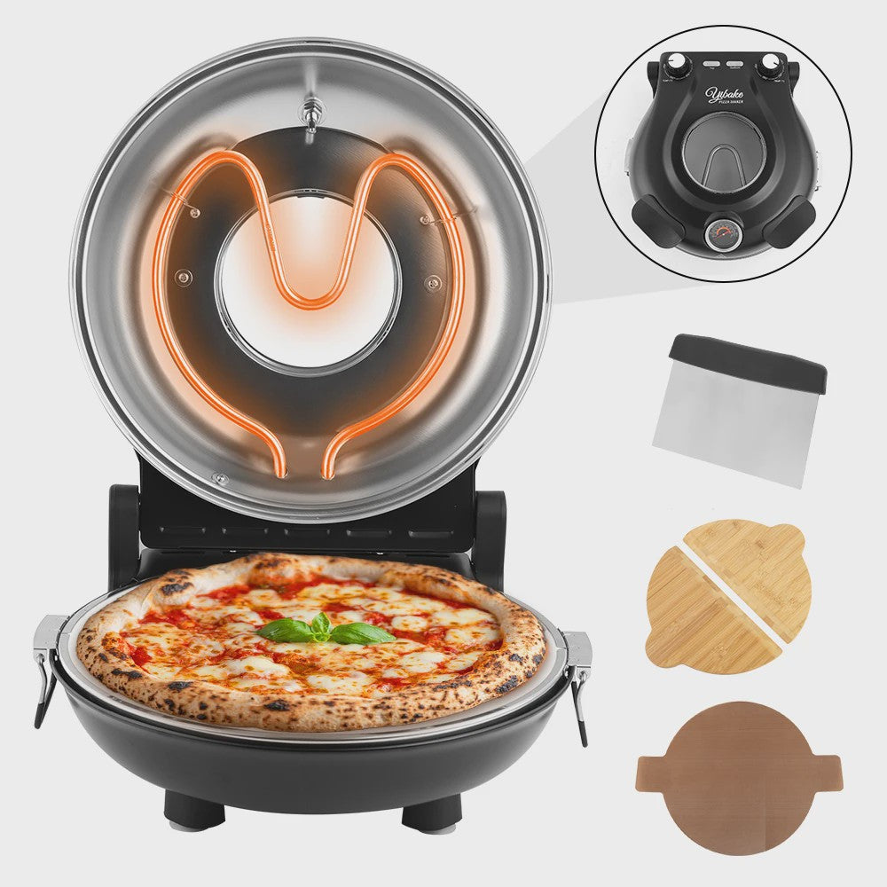 Elektrische Pizzaoven 12 Inch - 1200W met Keramische Steen & Precisie Temperatuurregeling tot 420°C