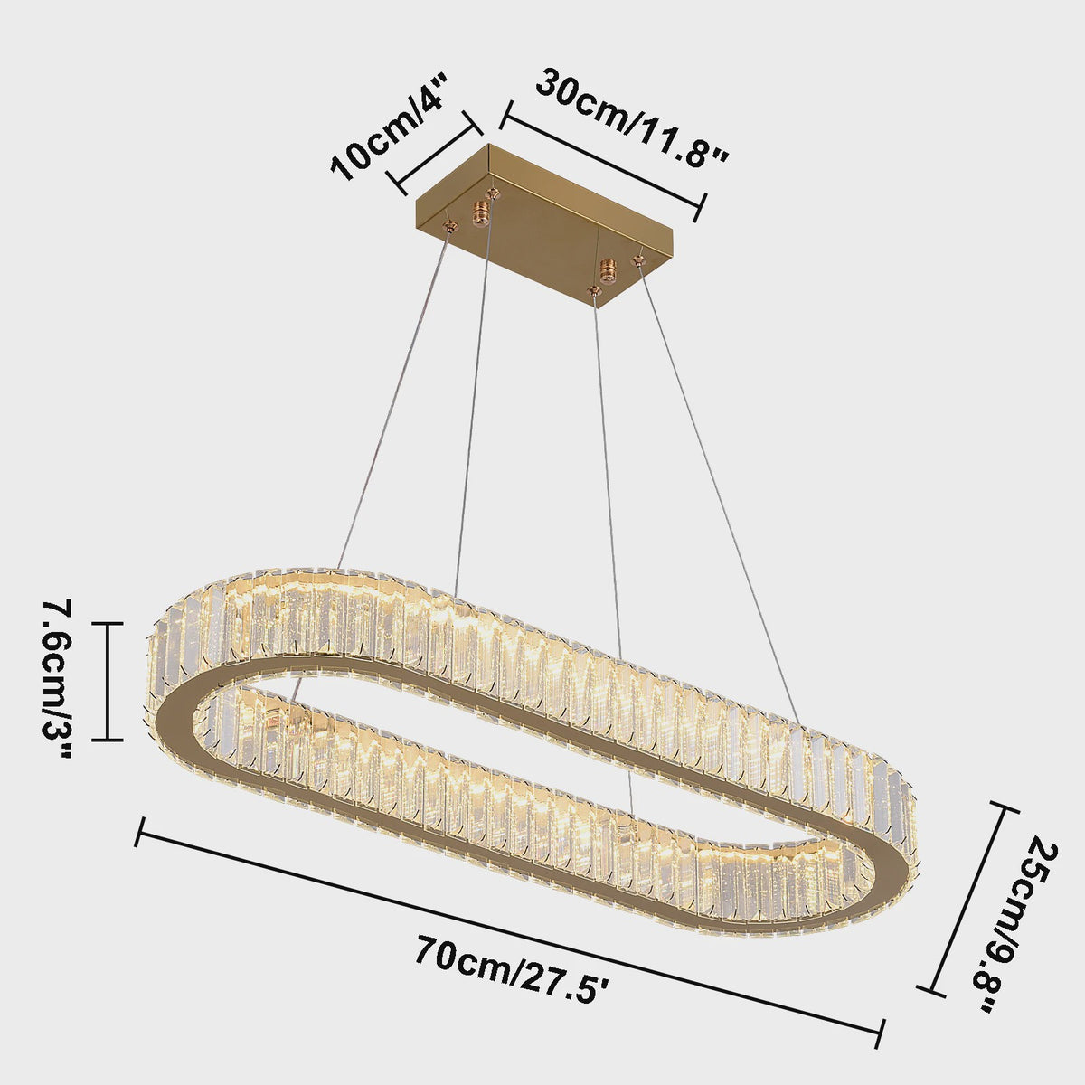 Luxe Kristallen Ovalen LED Plafondlamp / Hanglamp - Modern Design voor Woonkamer & Slaapkamer