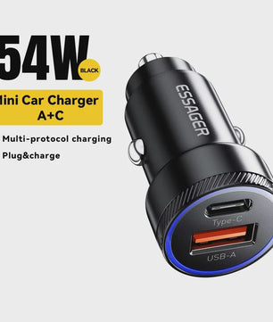 Essager 54W Snellader Auto | PD 3.0 & QC 3.0 | USB-C & USB-A | Snel Opladen Telefoon