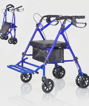 2-in-1 Rollator en Transportstoel voor Senioren - Opvouwbaar Aluminium Mobiliteitshulpmiddel